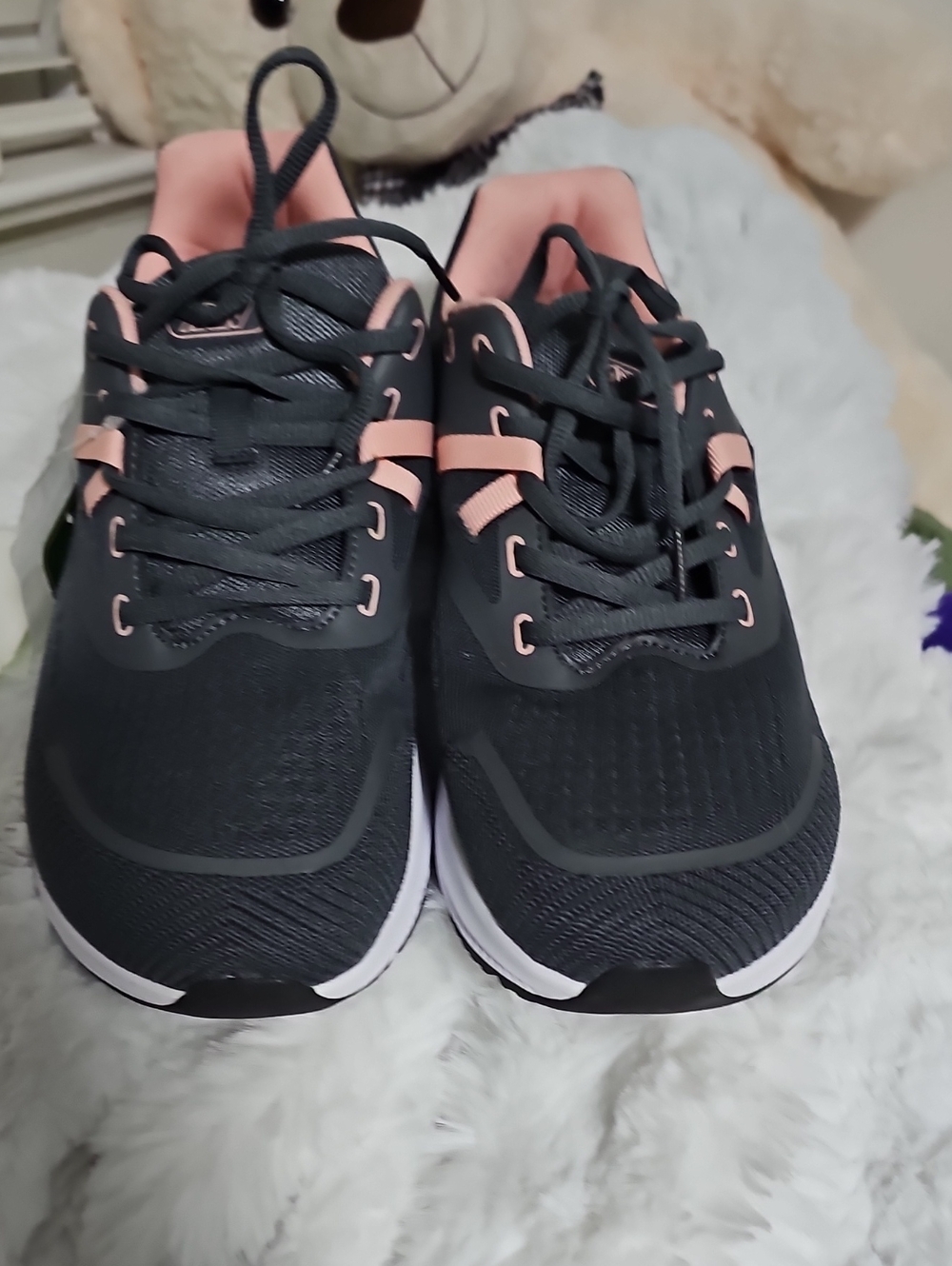 Women’s Black Athletic Running Sneakers with Pink Accents